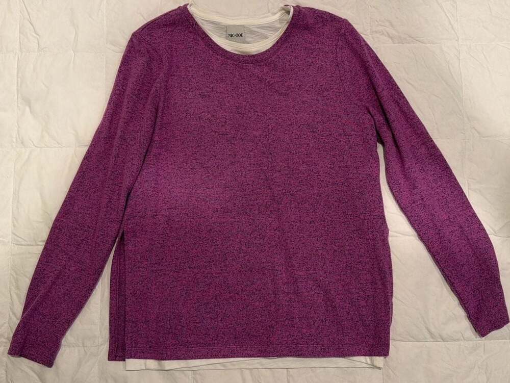 NIC+ZOE Women's Purple Harbour Town Layered Long Sleeve Tunic Top XS